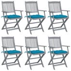 vidaXL Tuinstoelen 6 st inklapbaar met kussens massief, Verzenden, Nieuw, Hout