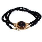 Antieke armband met onyx en gouden sierslot (Schakelarmband), Gebruikt, Overige kleuren, Ophalen of Verzenden, Met edelsteen