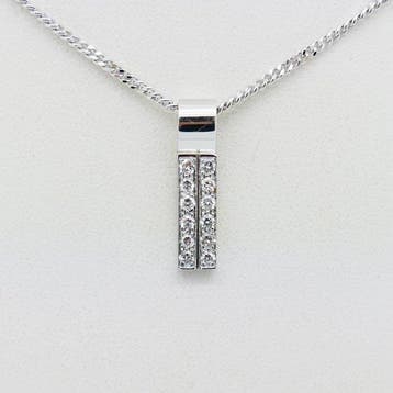 Zonder minimumprijs - Ketting met hanger - 18 karaat Witgoud