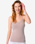HEMA Licht corrigerend hemd spaghettibandjes naadloos katoen, Verzenden, Beige