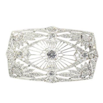 Broche Platina - 5.33ct. tw. - Diamant - Art Deco 1920