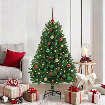 vidaXL Kunstkerstboom 150 cm 150 LEDs Warmwit PVC en staal, Verzenden, Nieuw