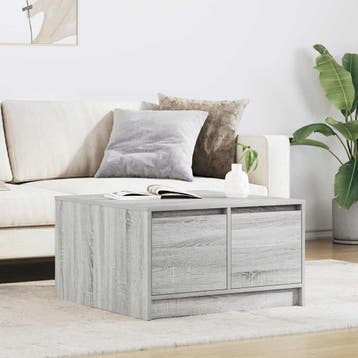 vidaXL Salontafel met lades 70,5x70x40 cm grijs Sonoma, Huis en Inrichting, Tafels | Salontafels, Verzenden, Nieuw, Overige houtsoorten