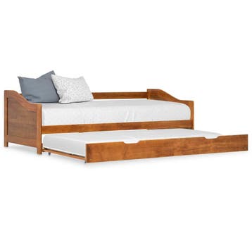 vidaXL Bedbank uittrekbaar grenenhout honingbruin 90x200 cm, 90 cm, Eenpersoons, Bruin, Verzenden