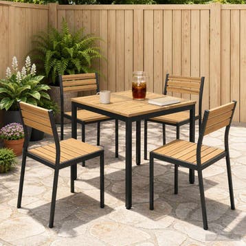 vidaXL Tuindiner tafel Wit en zwart 70 x 68,5 x 75 cm, Verzenden, Nieuw