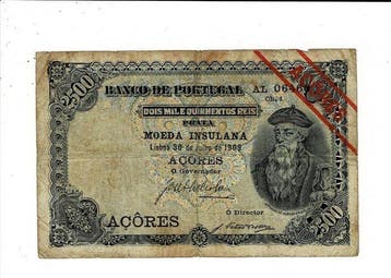 Azoren. - 2500 Reis - 1909 - Pick 8b (Zonder minimumprijs)