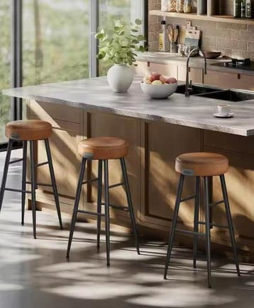 Set van 2 barkrukken kunstleer caramel – 120 kg draagkracht, Verzenden, Nieuw