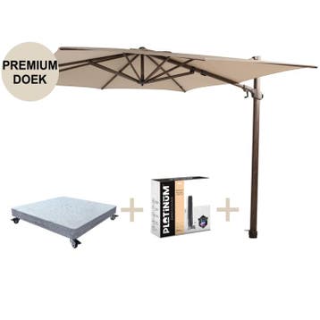 Siesta premium zweefparasol 300x300 cm wenge frame beach, Ophalen of Verzenden, Nieuw