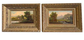 Duitse school (XX) - Pair of German Landscape Paintings