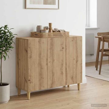 vidaXL Dressoir Artisanaal eiken 89 x 34,5 x 80 cm Bewerkt, Huis en Inrichting, Kasten | Dressoirs, Verzenden, Nieuw, Overige houtsoorten