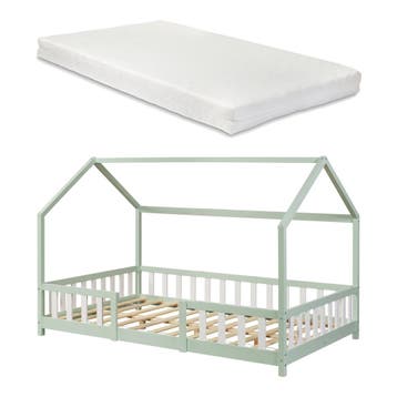 Kinderbed Sisimiut huisbed met matras 120x200 cm mint en wit, Kinderen en Baby's, Kinderkamer | Bedden, Verzenden, Nieuw