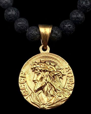 Lavasteen - Ketting - Christus - Symbool van verlossing,