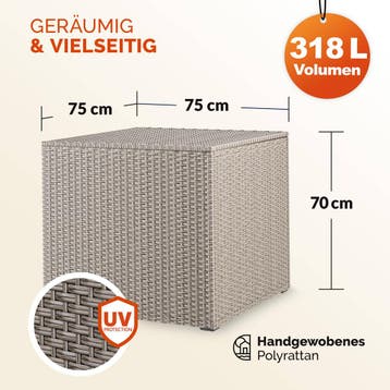 Polyrotan kussenbox Crème 318L (Kussenboxen, Tuin en Terras, Verzenden, Nieuw