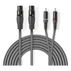 2 x XLR naar Tulp kabel | V  M | Nedis | 3 meter, Audio, Tv en Foto, Audiokabels en Televisiekabels, Verzenden, Nieuw
