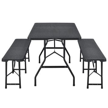 Biertafel / Bierbank / Biertafelset - Kunststof & Rotan - 3-, Verzenden, Nieuw