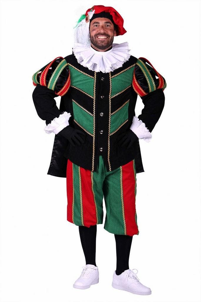Pietenpak Rib Pamplona Zwart-Groen-Rood - M, Diversen, Sinterklaas, Verzenden