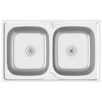 Dubbele wastafel rvs | retourdeal 64% korting, Nieuw, Minder dan 25 cm, Minder dan 100 cm, Wasbak of Wastafel