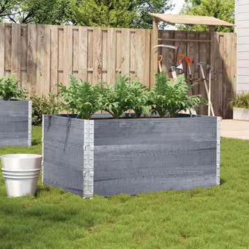 vidaXL Plantenbak 120x80 cm massief grenenhout grijs, Verzenden, Nieuw, Hout