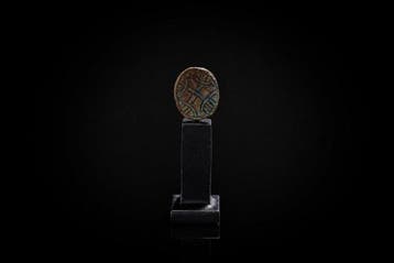 Oude Egypte, Faience scaraboïde amulet - 0.7 cm