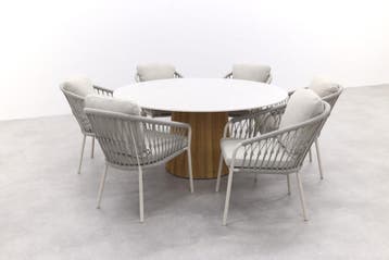 Suns Nappa/Sorolo Ronde Tuinset Ø160 cm - Neolith® | KORTING, Tuin en Terras, Tuinsets en Loungesets, Verzenden, Nieuw, Hout, Tuinset