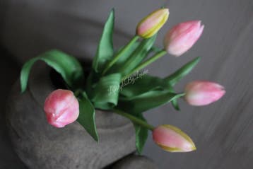 Bos kunst Tulpen roze/creme 30 cm, Huis en Inrichting, Woonaccessoires | Kunstplanten en Kunstbloemen, Ophalen of Verzenden, Nieuw