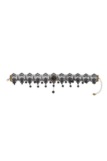 Choker Ketting Zwart Kant Kraaltjes Kanten Zwarte Collar Lin, Kunststof, Verstelbaar, Zwart, Nieuw