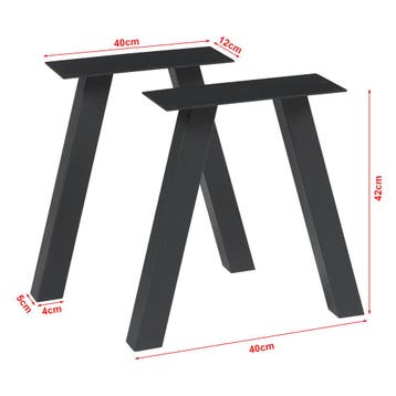 Stalen onderstel Mariager set van 2 tafelpoot 42x40 cm zwart, Verzenden, Nieuw