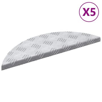 vidaXL Trap Tread 5 st 60 x 18 x 2,5 cm Zilver Aluminium, Verzenden, Nieuw