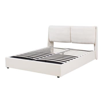 Tweepersoonsbed Lunner met bedbodem 204x146x96 cm beige [en., Huis en Inrichting, Slaapkamer | Bedden, Verzenden, Nieuw