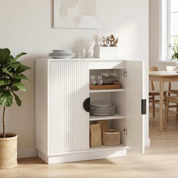 vidaXL Dressoir VENRAY Hoogglans Wit 66 x 33 x 77,5 cm, Verzenden, Nieuw, 50 tot 100 cm, 25 tot 50 cm