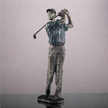 sculptuur, Golfer Sculpture – Resin Figurine with Antique
