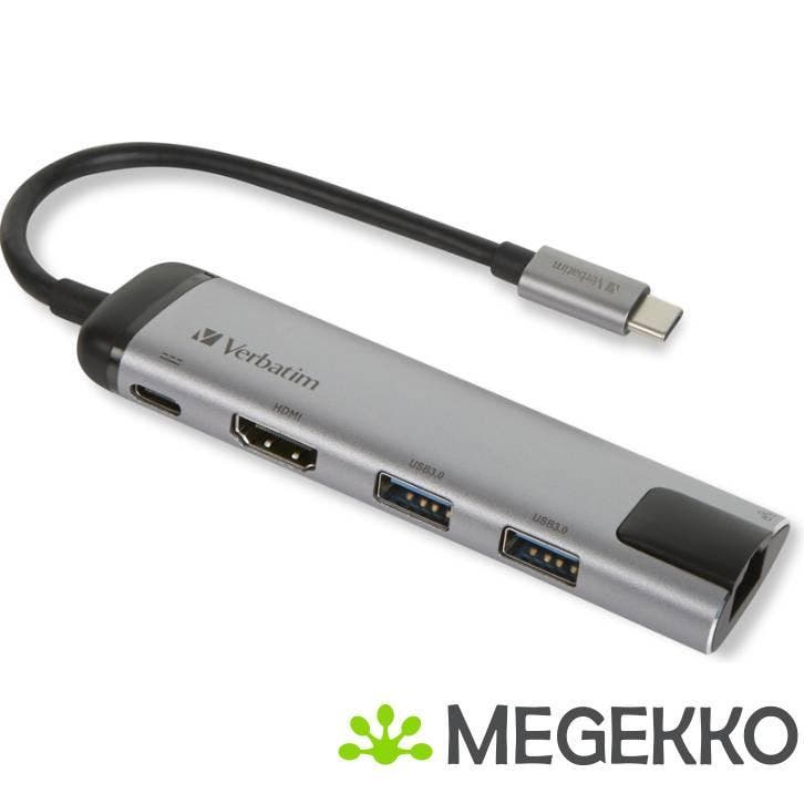 Verbatim 49141 interface hub USB 3.0 (3.1 Gen 1) Type-C 1000, Computers en Software, Windows Laptops, Nieuw, Verzenden