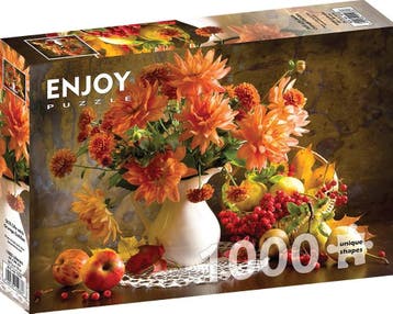 Still Life with Orange Dahlias Puzzel (1000 stukjes) | Enjoy, Verzenden, Nieuw