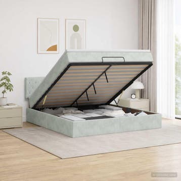 vidaXL Ottoman bed met matras Lichtgrijs 160 x 200 cm, Verzenden, Nieuw, Tweepersoons, Stof