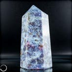 Unicorn-Lepidolith Obelisk met rubelliet – zachte magie in