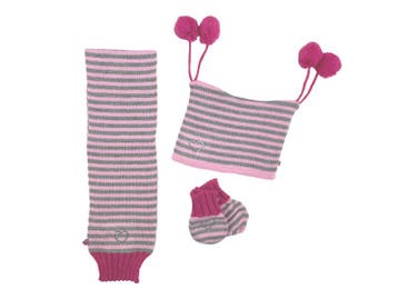 Winterset 3-delig - Sweetheart - Grijs-Roze-Fuchsia, Verzenden, Nieuw