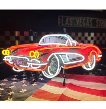 Chevrolet Corvette C1 Car Neon Verlichting 70 x 34 cm, Ophalen, Gebruikt