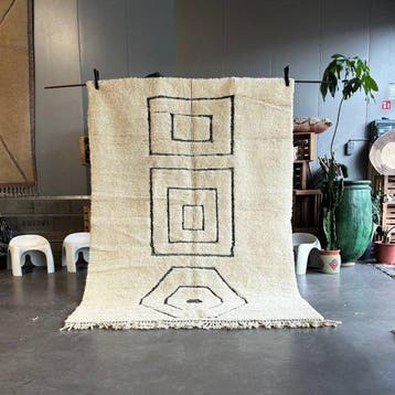Marokkaans Berber Beni Ourain Tapijt 180 × 270 cm - wit, Nieuw