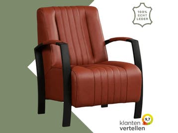 Leren fauteuil Glamour - Toledo Terra (donkercognac), Huis en Inrichting, Fauteuils, Nieuw, Ophalen of Verzenden, 50 tot 75 cm