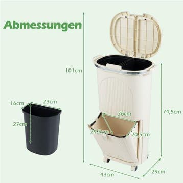 2dekans | Coast Afvalscheidingsbak Beige – 38L Prullenbak, Huis en Inrichting, Woonaccessoires | Prullenbakken, Ophalen of Verzenden