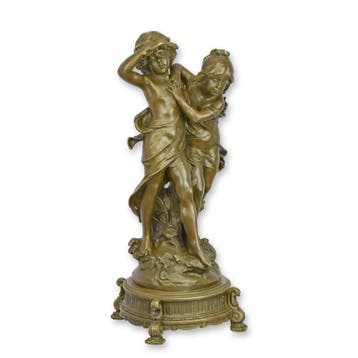A BRONZE SCULPTURE OF A BOY AND GIRL (Beeldjes - Decoratie), Verzenden, Nieuw