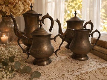 Tafelservies (4) - Verzilverd - Koffieservice, Antiek en Kunst