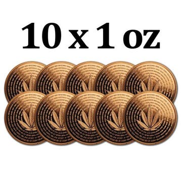 Verenigde Staten. 10 x 1 oz Cannabis Words in Circle 999