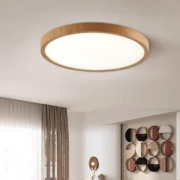 LED plafondlamp houtlook ultradun – 3-kleuren rond design, Verzenden, Nieuw