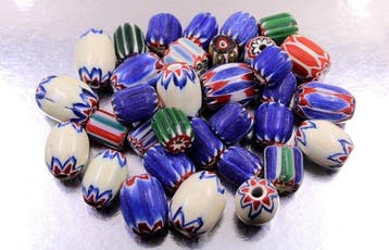 33 grote handgemaakte Chevron-glazen kralen - 456 gram -