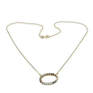 Gouden schakelketting met bicolor vaste diamanten hanger;..., Gebruikt, Ophalen of Verzenden, Met edelsteen, Goud