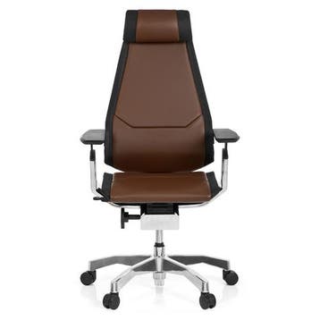 Bureaustoel | Met Armleuning | Leder | Bruin/Zwart |, Verzenden, Nieuw