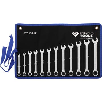 Brilliant Tools Ringratel-Steeksleutelset 8-19mm 12-delig, Verzenden, Nieuw