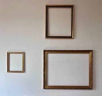Lijst (3) - Walnoot - Set van 3 vintage houten
