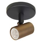 Opbouwspot Piccolo | Zwart + Messing| Rond | GU10, Ophalen of Verzenden, Nieuw, Plafondspot of Wandspot, Led